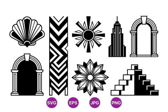 Art Deco Architecture Vector Pack: Graphics & Illustrations for Local Branding