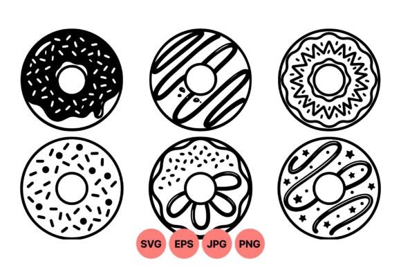Black and White Donut Clipart: Clean Graphics & Illustrations