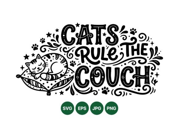Cats Rule the Couch SVG Design: Graphics & Illustrations