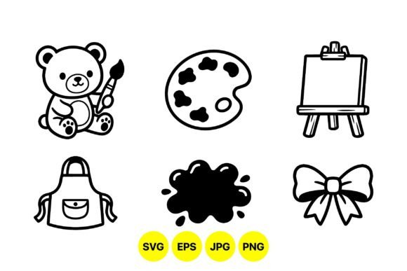 Cute Art Supplies Clipart Set: Graphics & Illustrations