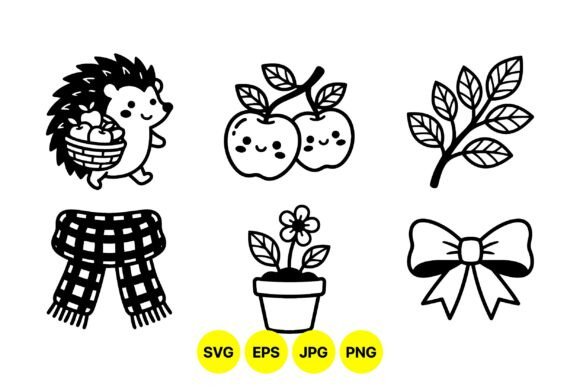 Cute Autumn Harvest Clipart Set: Graphics & Illustrations