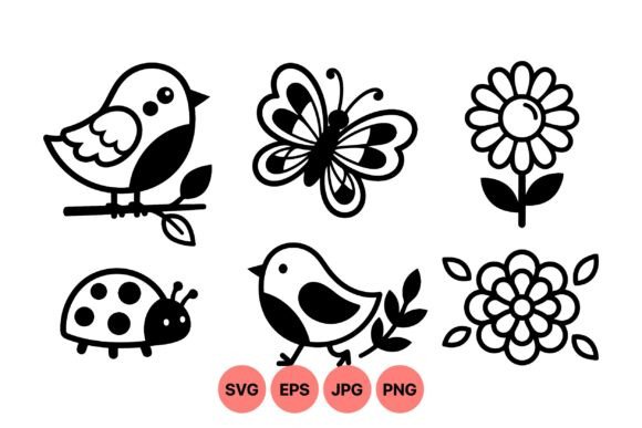 Cute Black and White Nature Clipart: Graphics & Illustrations for Handmade Makers