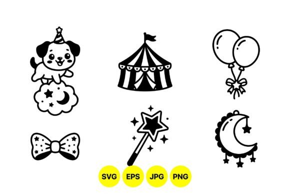 Cute Circus Puppy Clipart Set