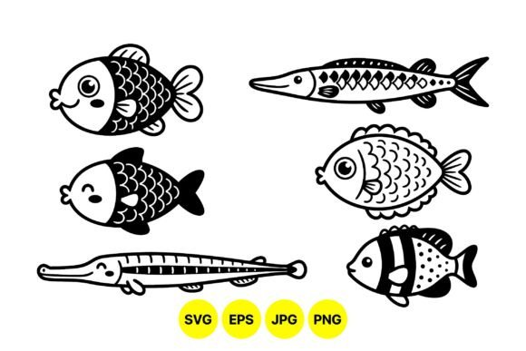 Cute Hand Drawn Fish Clipart: Graphics & Illustrations for Crafters