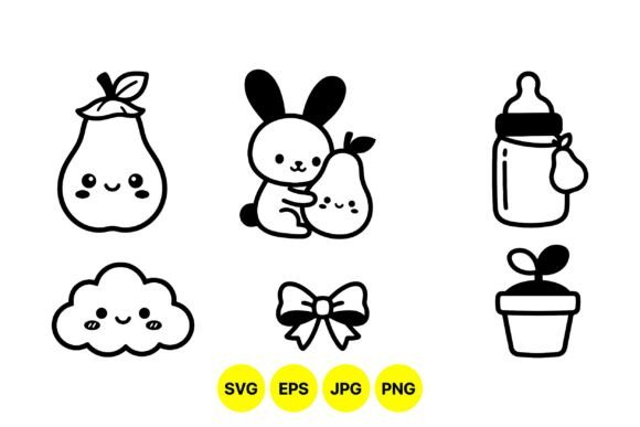 Cute Kawaii Baby Icons SVG: Playful Graphics & Illustrations