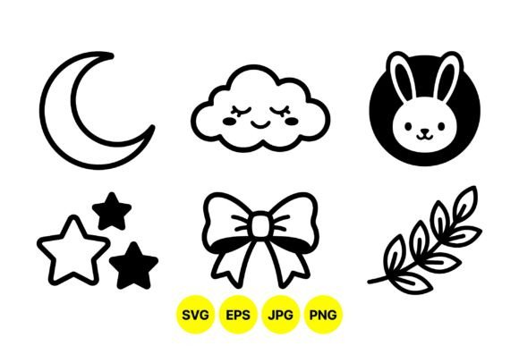Cute Nighttime Baby Clipart Set: Graphics & Illustrations