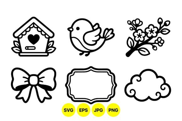 Cute Spring Doodle Clipart Set: Graphics & Illustrations for Handmade Brands