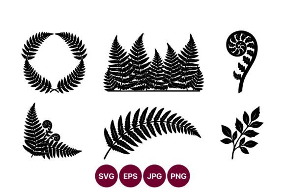 Fern Silhouettes Line Art Collection: Graphics & Illustrations