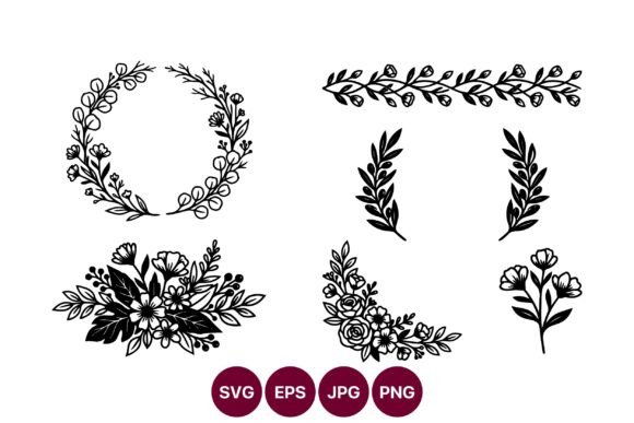 Floral Wreaths & Bouquets Vector Set: Graphics for Editorial Illustrations