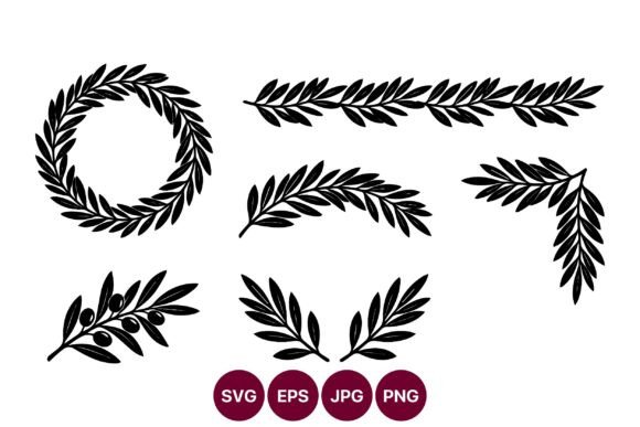 Laurel Olive Branch Vector Line Art