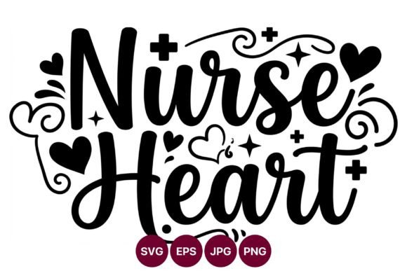 Nurse Heart Handwritten Script Lettering Graphics & Illustrations