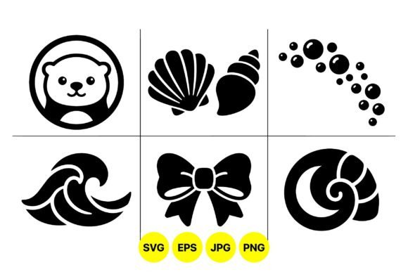 Ocean Shells and Waves Icons: Graphics & Illustrations for Brand Clarity