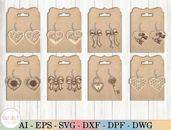 Valentine Earrings SVG: Romantic Graphics & Illustrations